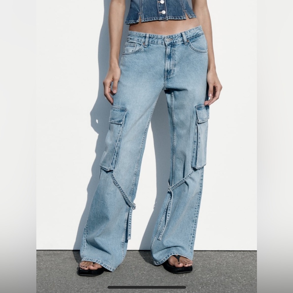 Zara Belt Loop Cargo Jeans NWT